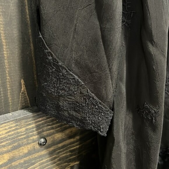 Johnny Was Bohemian Lace Tunic Dress Size L Black Oversized Relaxed Boho Rayon - Picture 5 of 12